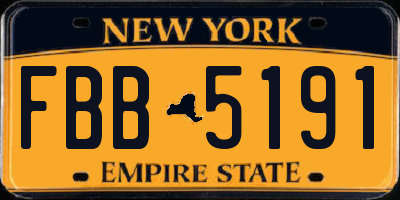 NY license plate FBB5191