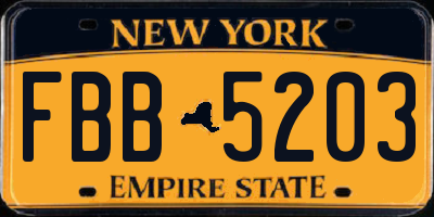 NY license plate FBB5203