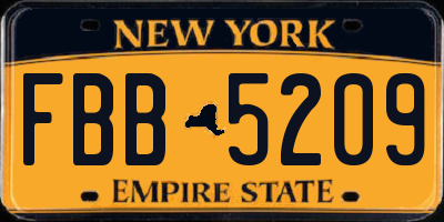 NY license plate FBB5209