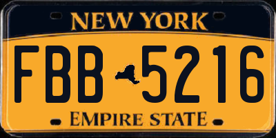 NY license plate FBB5216