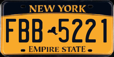 NY license plate FBB5221