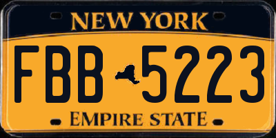 NY license plate FBB5223