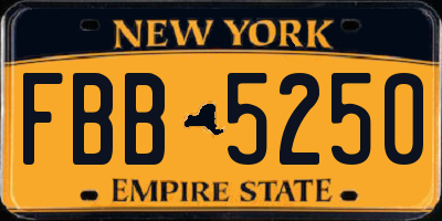 NY license plate FBB5250