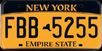 NY license plate FBB5255