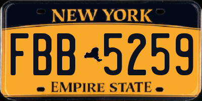 NY license plate FBB5259