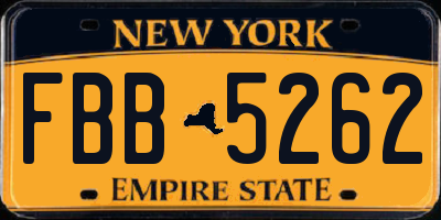 NY license plate FBB5262