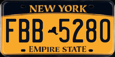 NY license plate FBB5280