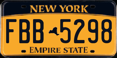 NY license plate FBB5298