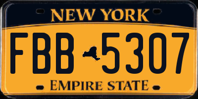 NY license plate FBB5307