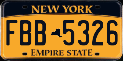 NY license plate FBB5326