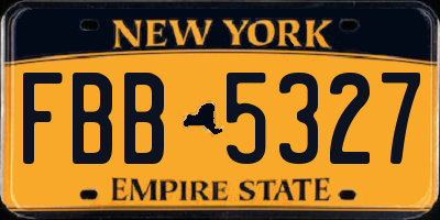 NY license plate FBB5327