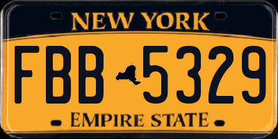 NY license plate FBB5329