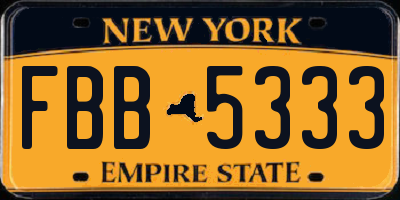 NY license plate FBB5333