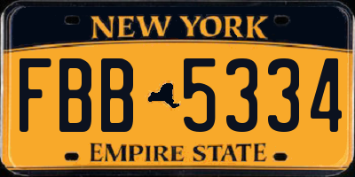 NY license plate FBB5334