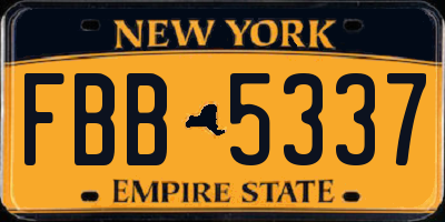 NY license plate FBB5337
