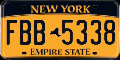 NY license plate FBB5338