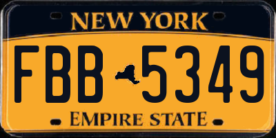 NY license plate FBB5349