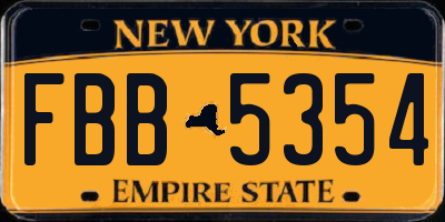 NY license plate FBB5354