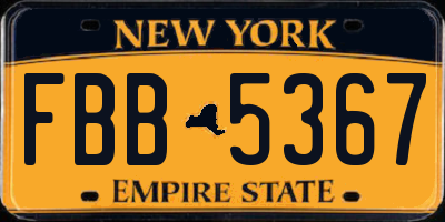 NY license plate FBB5367