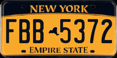 NY license plate FBB5372