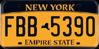 NY license plate FBB5390