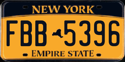 NY license plate FBB5396