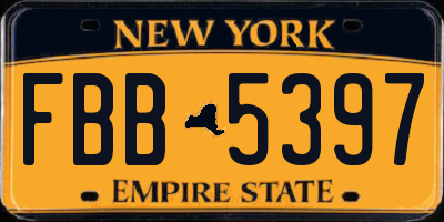 NY license plate FBB5397