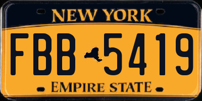 NY license plate FBB5419