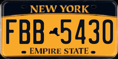 NY license plate FBB5430
