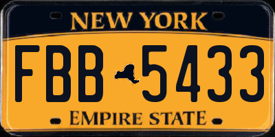 NY license plate FBB5433