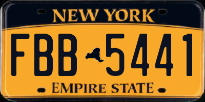 NY license plate FBB5441