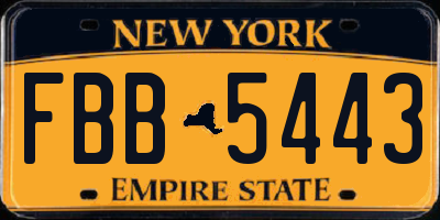 NY license plate FBB5443