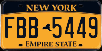 NY license plate FBB5449