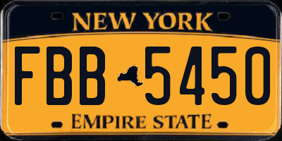 NY license plate FBB5450