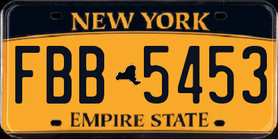 NY license plate FBB5453