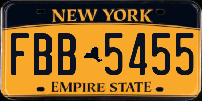 NY license plate FBB5455