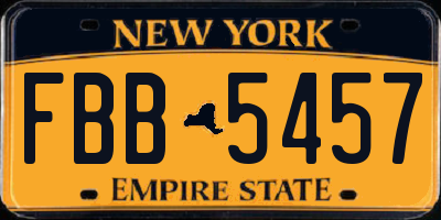 NY license plate FBB5457