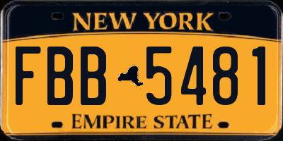 NY license plate FBB5481