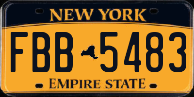 NY license plate FBB5483