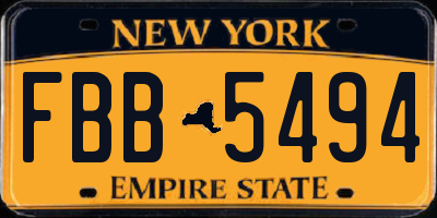 NY license plate FBB5494