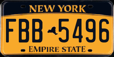 NY license plate FBB5496