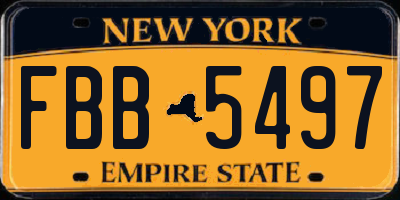 NY license plate FBB5497