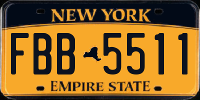 NY license plate FBB5511
