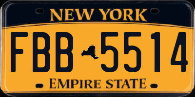 NY license plate FBB5514