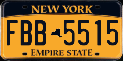 NY license plate FBB5515