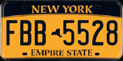 NY license plate FBB5528