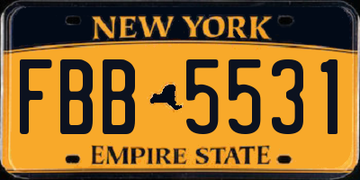 NY license plate FBB5531