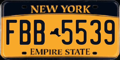 NY license plate FBB5539