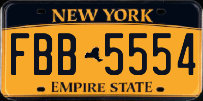 NY license plate FBB5554