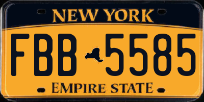 NY license plate FBB5585